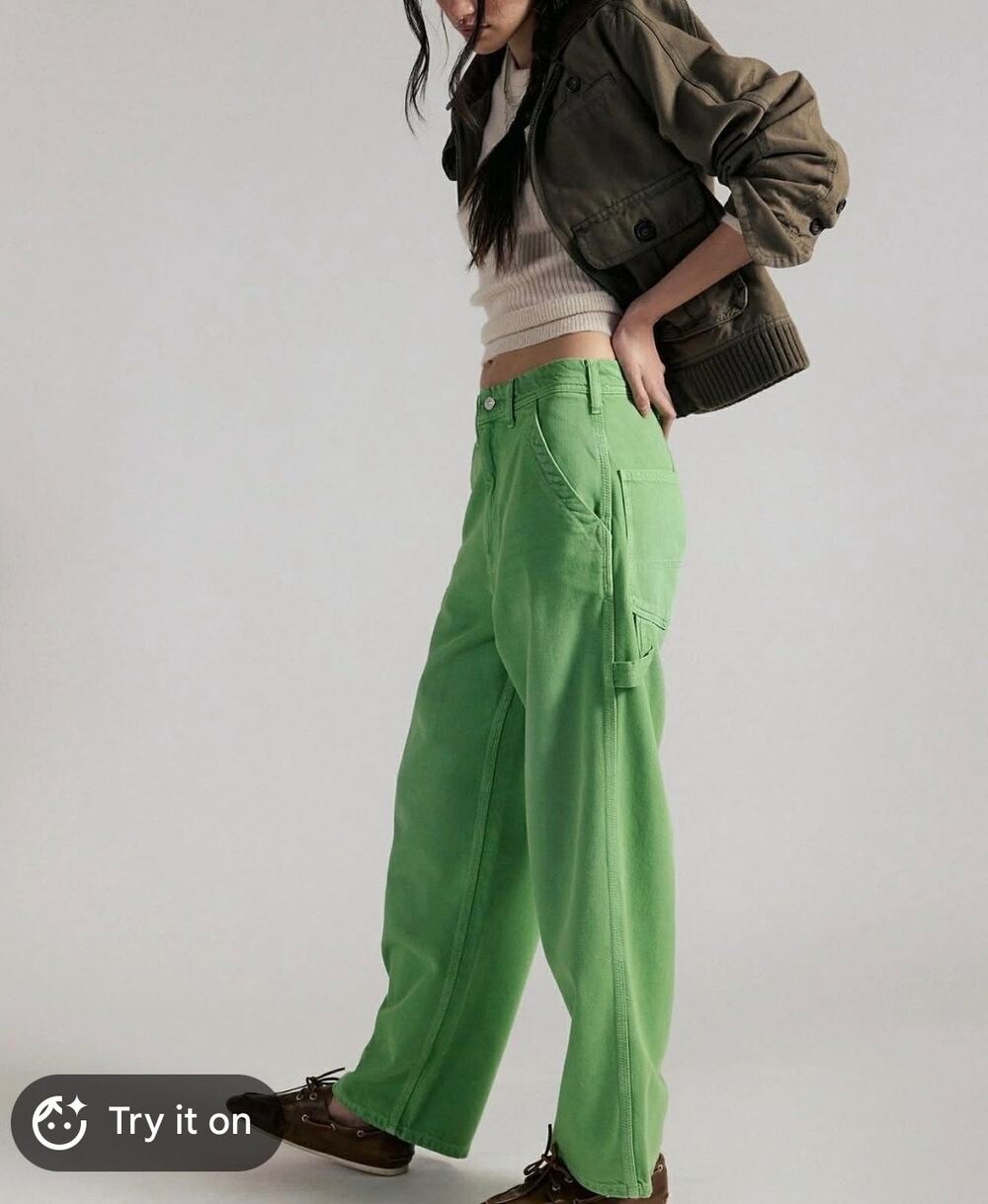 We the Free Free People Green Denim Jeans size 30
